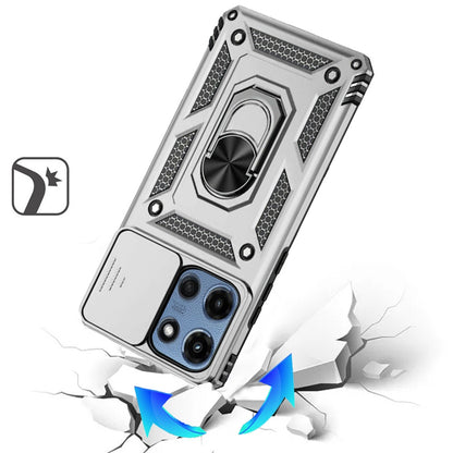 For Motorola Moto G 5G 2025 Hybrid Ring Shockproof with 360° Rotate Ring Kickstand, Camera Lens Protection, Soft Edge Bumper Case Cover