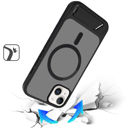 For Samsung Galaxy S26 Ultra Matte Magnetic Circle Back TPU Hybrid Drop Protection with Metal Kickstand Shockproof Design Case Cover Black