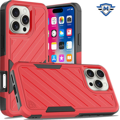 For Apple iPhone 16 Pro Max (6.9") Premium Design Hybrid lined Shockproof Rugged Textured 2in1 Hard PC & Silicone TPU Non Slip Tough Case Cover