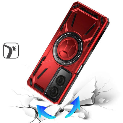 For TCL 50 SE Hybrid Magnetic Ring and 360° Rotational Kickstand with MagSafe Compatible, Military Grade Drop Protection Case Cover Red