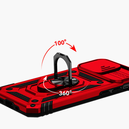 For Apple iPhone 11 Hybrid Ring Shockproof with 360° Rotate Ring Kickstand, Camera Lens Protection, Soft Edge Bumper Case Cover Red