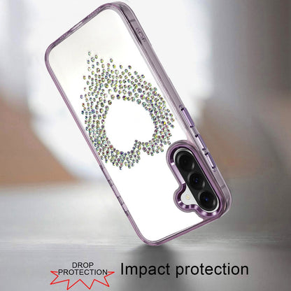 For Samsung Galaxy A57 Angel Hearts Bling Glitter Diamond Hybrid TPU Cover, Colorful Frame Shockproof Protective Back Case Cover