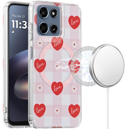 Phone Case for Motorola Moto G Play 5G 2026 Shockproof Dual Layer TPU IMD Print Rugged Anti-Slip Grip Drop Protection Scratch Resistant Slim Fit Glossy Floral Heart Aesthetic Cover