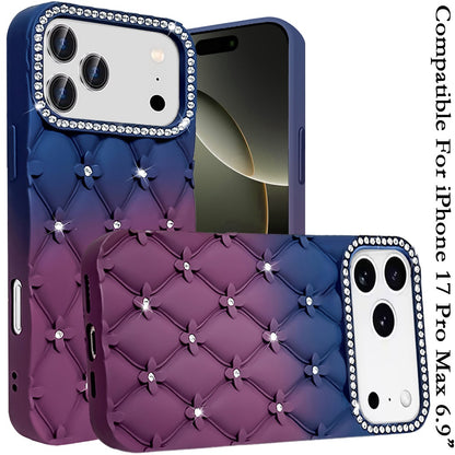 Phone Case for Apple iPhone 17 Pro Max (6.9") Floral Glitter Shimmer Bling Hybrid Shockproof Anti Slip Thick TPU Protective Stylish Design Cover