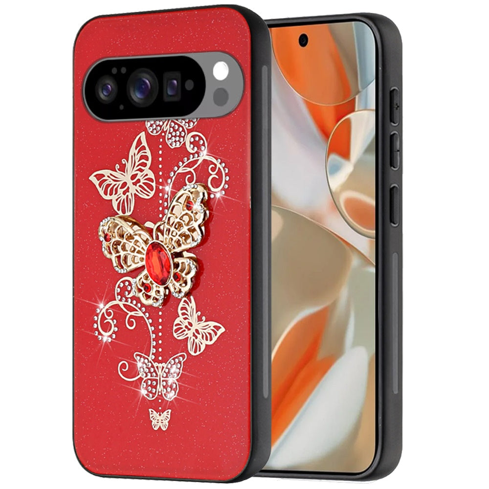 For Google Pixel 10 /Pixel 10 Pro Diamonds 3D Fashion Bling Sparkly Glitter Ornaments Engraving Hybrid with Ring Stand Case Cover