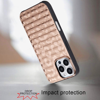 For Apple iPhone 16 Pro Chrome Leopard Magnetic Hybrid Shockproof Protection Design Anti Scratch Secure Grip Stylish Durable Finish Case Cover Rose Gold Leopard