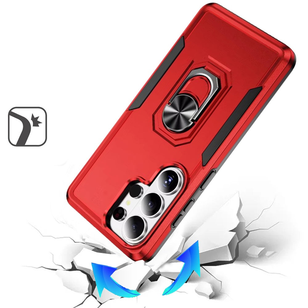 For Samsung Galaxy S26 Ultra Hybrid Rugged Tough 2in1 Drop-Proof Protection Military Grade Armor with Metal Ring Stand Case Cover