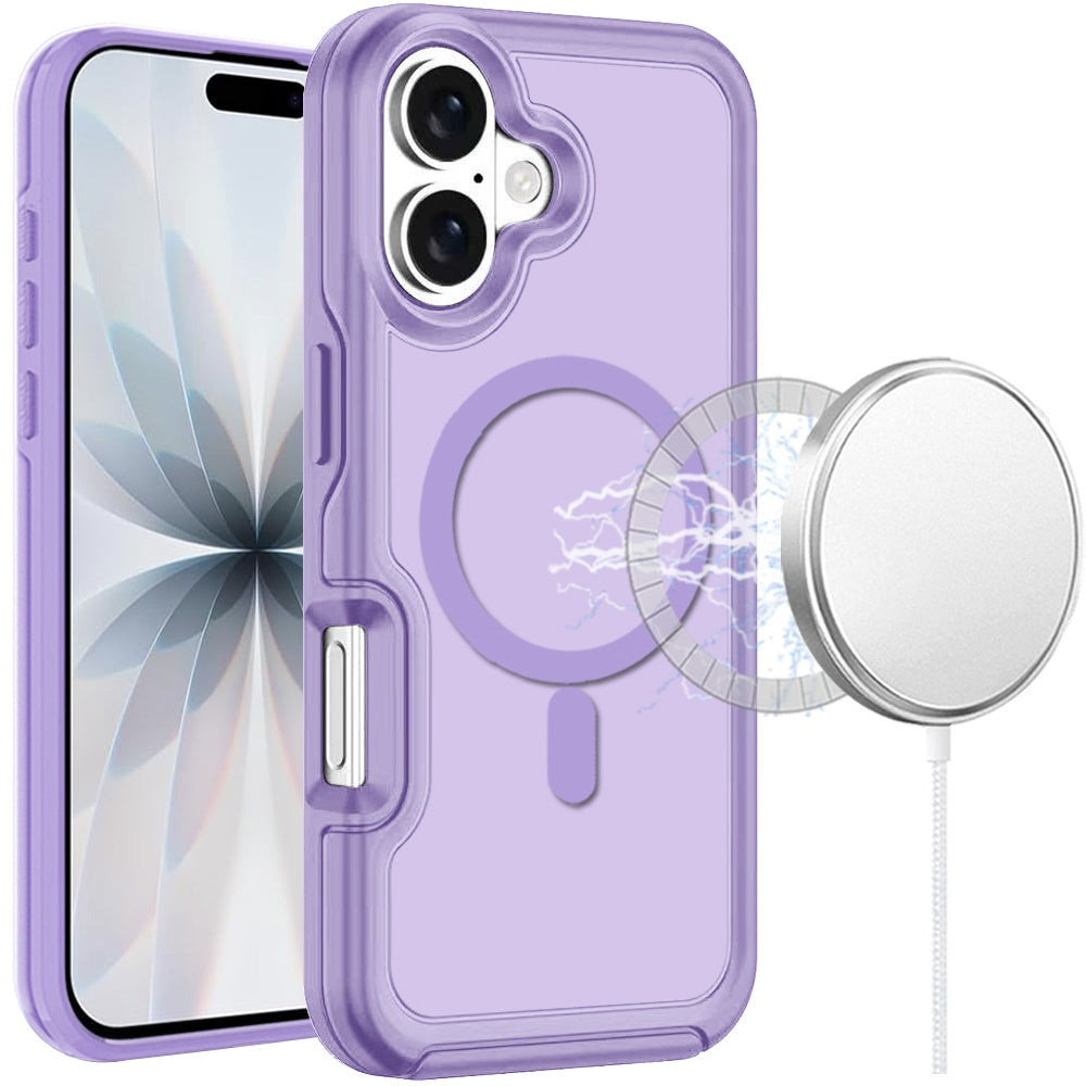 For Apple iPhone 17 (6.3") Slim & Durable Compatible with MagSafe Hybrid Shockproof Glossy Oil Protective Dual Layer TPU + PC Case Cover
