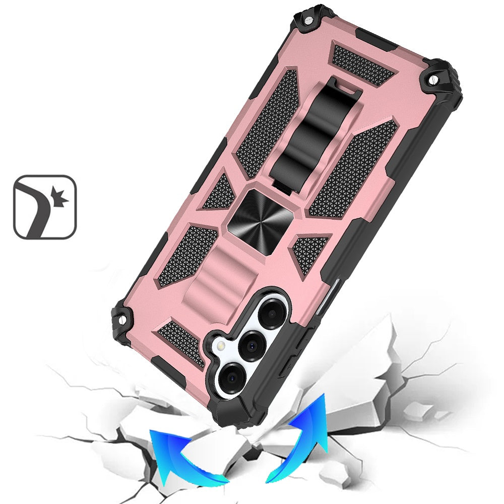 For Samsung Galaxy A16 5G Hybrid Shockproof [Military Grade] Rugged Protective with Magnetic Car Mount & Invisible Stand Case Cover