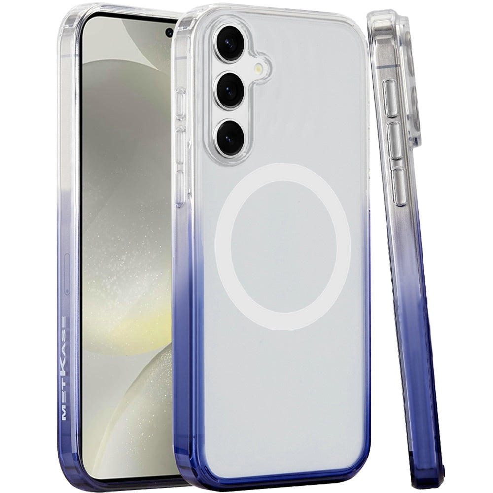 For Samsung Galaxy S25 /S24 Transparent Two Tone Gradiant Magnetic Space [Compatible with Magsafe] Hybrid Shockproof Protective Case Cover Two Tone Blue