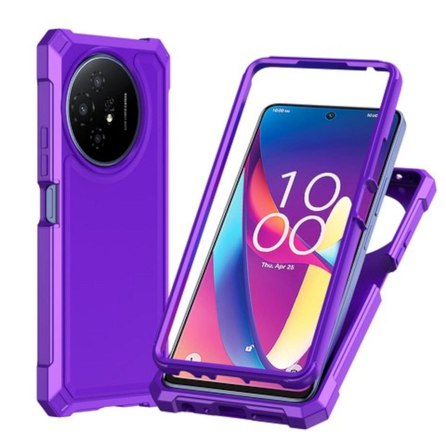 For TCL 50 LE Hybrid 2in1 Front Bumper Frame Cover Square Edge Shockproof Soft TPU + Hard PC Anti-Slip Heavy Duty Case Cover Purple