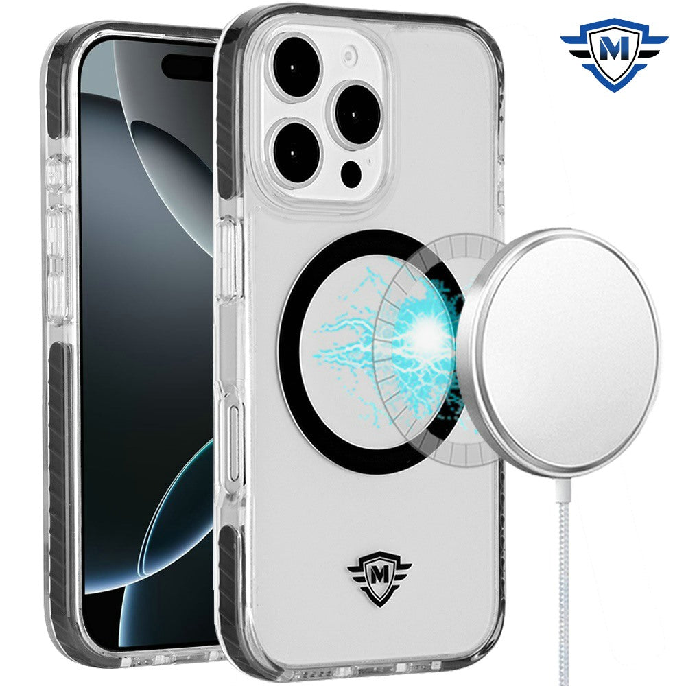 For Apple iPhone 16 Pro Max (6.9") Premium Hybrid Clear TPU Circle Magnetic [Compatible with MagSafe] Shockproof Frame Bumper Case Cover
