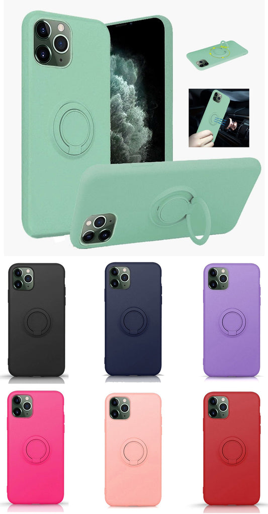 For Samsung Galaxy Z Fold 7 Matte Magnetic Ring Stand Hybrid, Shockproof Protective Silicone Fit Magnetic Car Mount Case Cover