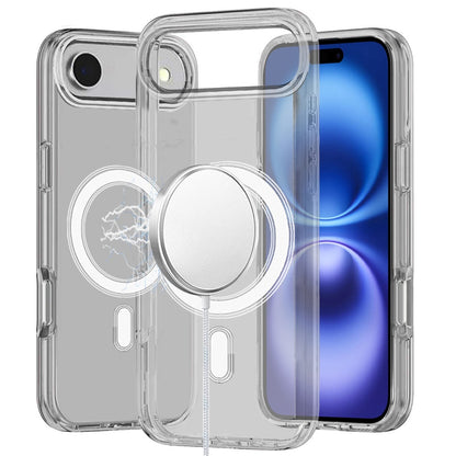 For Apple iPhone 17 AIR MagSafe Compatible Transparent Hybrid Case with Magnetic Circle, Shock Absorption TPU Rubber Case Cover Smoke Gray