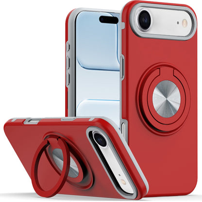 For Apple iPhone 17 AIR Metal Matte Hybrid with Invisible Rotational Ring Stand, Car Mount Friendly, Military Grade Slim Fit Sturdy Case Cover