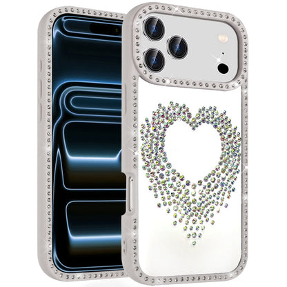 For Apple iPhone 17 Pro Max (6.9") Angel Hearts Glitter Shimmer Diamond Edge Hybrid Drop Protection Shockproof Design Case Cover Purple