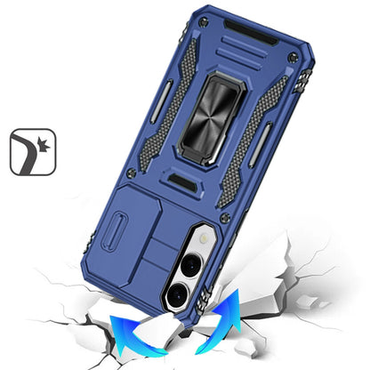 For Samsung Galaxy S25 EDGE Tough Hybrid Case with Movable Camera Window & Metal Ring Stand Shockproof Case Cover