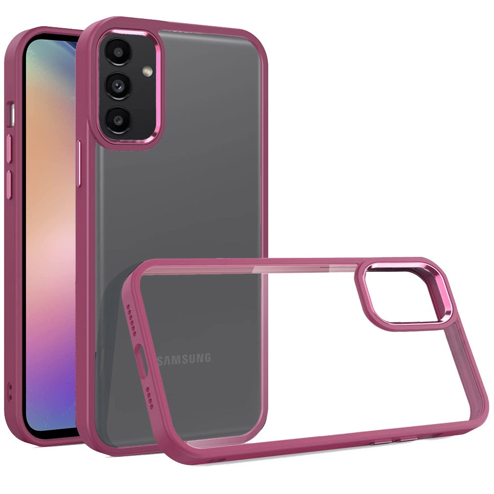For Samsung Galaxy S26 Slim Fit Hybrid Transparent Thick Acrylic with Metal Buttons Frame Protective Hard PC + TPU Shockproof Case Cover