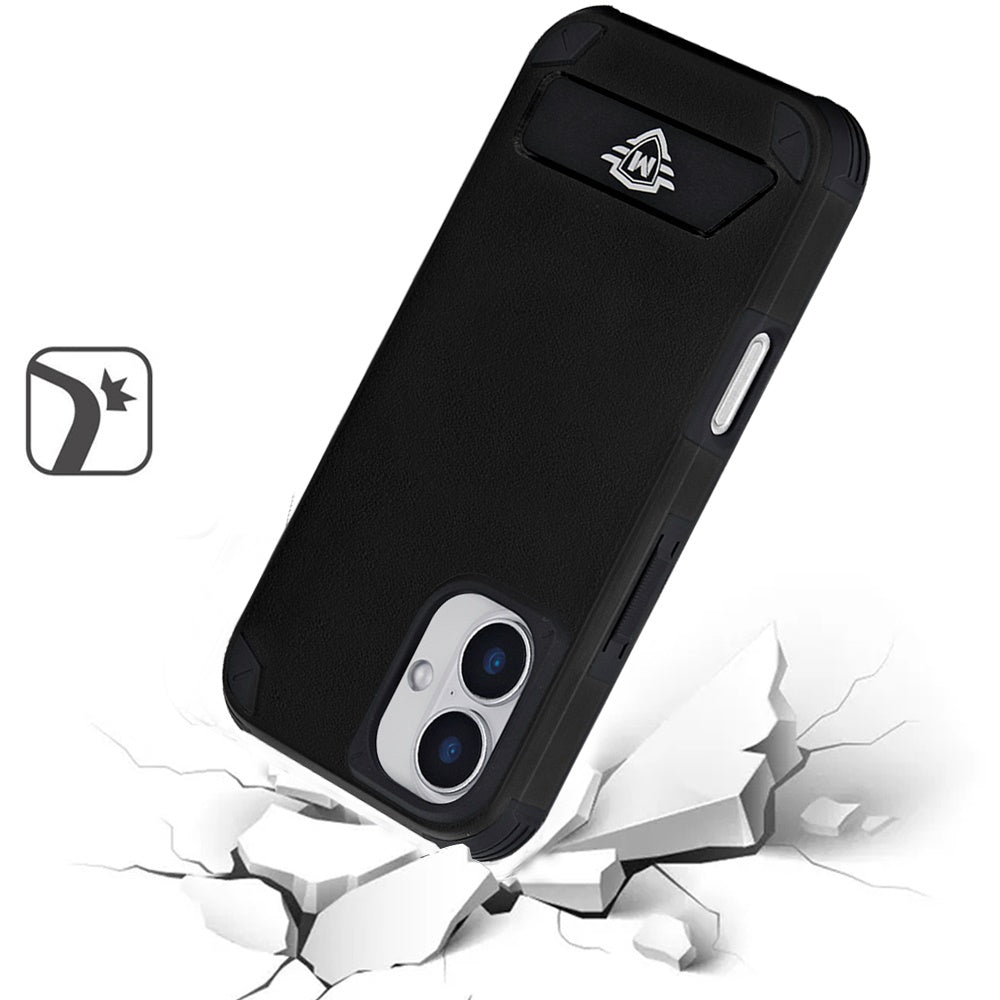 For Apple iPhone 16 (6.1") Heavy Duty Dual-Layer Rugged Protection, Shockproof Kickstand Tough Magnetic Compatible with MagSafe Case Cover