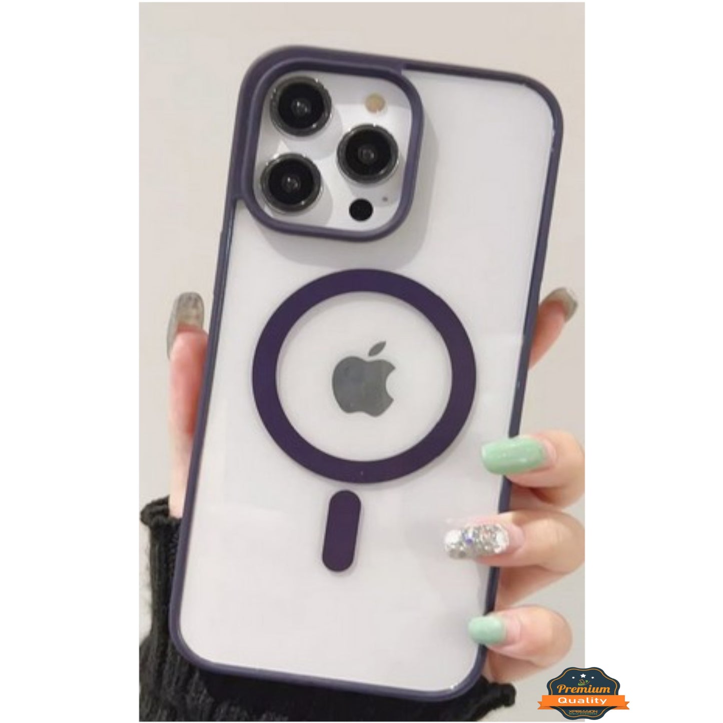 For Apple iPhone 17 Pro Hybrid Clear Transparent with Color Edge Bumper, MagSafe Compatible Ultra Slim Hard PC Case Cover