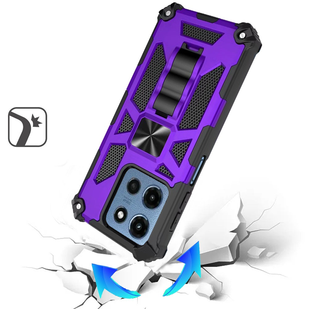 For Motorola Moto G 5G 2025 Hybrid Shockproof [Military Grade] Rugged Protective with Magnetic Car Mount & Invisible Stand Case Cover