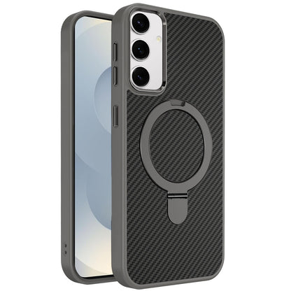 For Samsung Galaxy S26+ / S26 Plus Hybrid Carbon Fiber Design with MagSafe Compatible [Magnetic Circle], Ring Stand Shockproof Slim TPU Case Cover