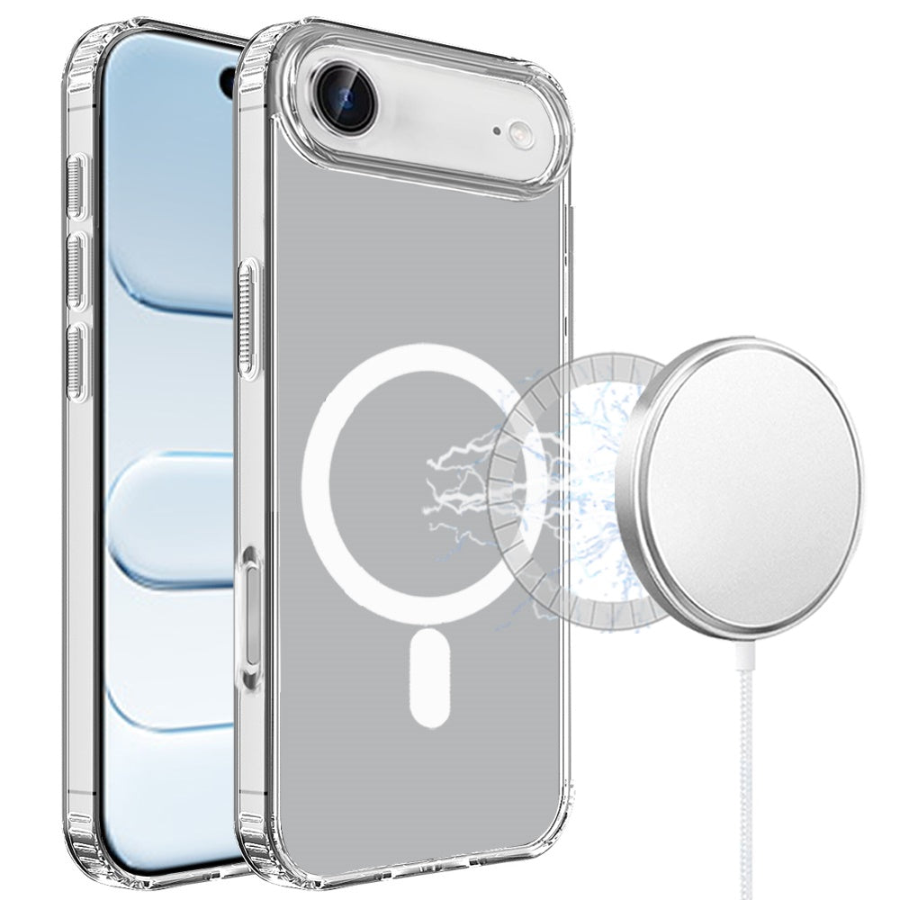 For Apple iPhone 17 AIR Classic Hybrid True Transparent Magnetic Circle - Shockproof Hybrid Clear Bumper, Compatible with MagSafe Case Cover Clear
