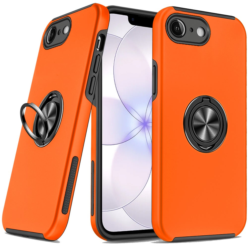 Phone Case for Apple iPhone 17E /16E Invisible Ring Stand Shockproof Anti Slip Durable Grip Protective Hybrid Fit Magnetic Car Mount Holder Cover Cosmic Orange