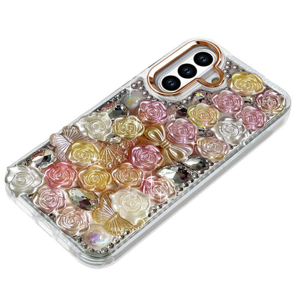 For Samsung Galaxy S26 Muti-Color Floral Fashion Bling Crystal 3D Full Diamonds Stones Sparkle Rhinestone Glitter Hybrid Case Cover