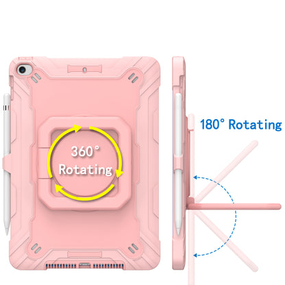 For Tough Hybrid 3 in 1 Case with 180° Rotating Kickstand, Adjustable Shoulder Strap, Shockproof TPU Rubber PC Rose Gold Tablet Case Cover