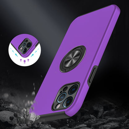For iPhone 15 (6.1") Hybrid 360 Degree Rotatable Metal Invisible Ring Stand Holder Slim Fit Magnetic Car Mount Shockproof Case Cover Rose Gold