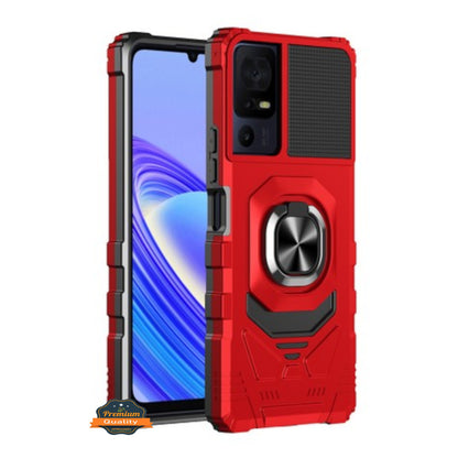 For TCL 50 LE Hybrid Magnetic Car Mount Ring Kickstand Stand Holder Full-Body Armor Protective [Military Grade] Case Cover