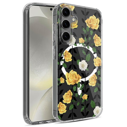For Samsung Galaxy S25+ /S25 Plus /S24+ Plus Hybrid Flower Design Stylish Fashion Case, MagSafe Compatible, Thick Shockproof Hard PC Case Cover