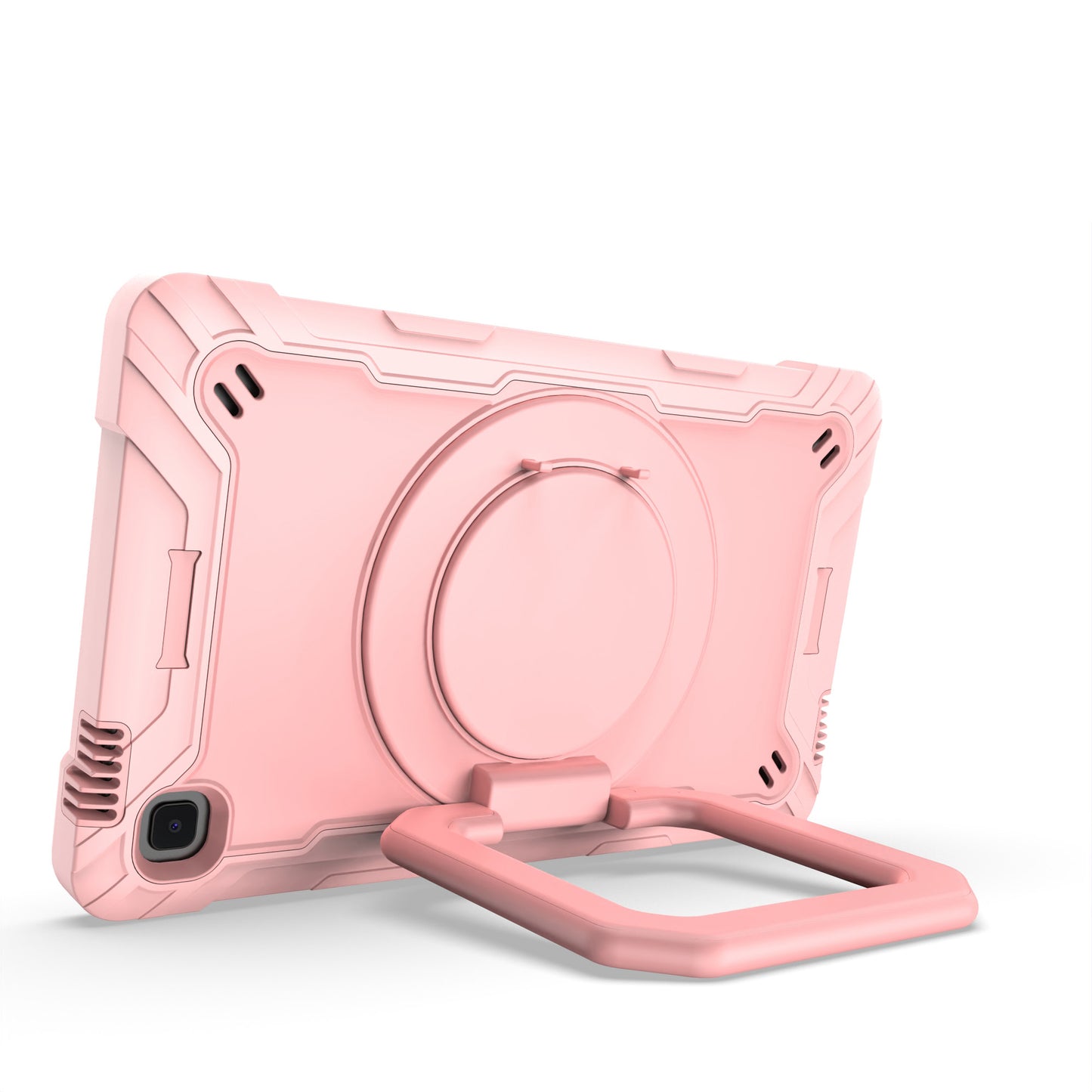 For Tough Hybrid 3 in 1 Case with 180° Rotating Kickstand, Adjustable Shoulder Strap, Shockproof TPU Rubber PC Rose Gold Tablet Case Cover