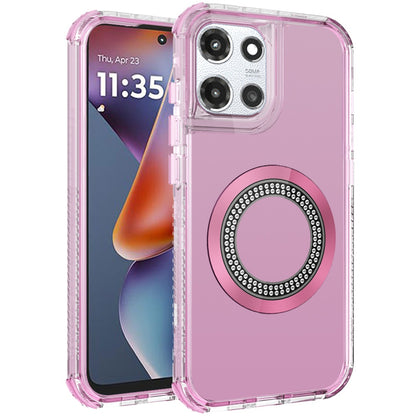 For Motorola Moto G 5G /Moto G 2025 Magnetic Circle Compatible with Magsafe, Bling Glitter Sparkle 3-in-1 Hybrid Shockproof TPU Bumper Case Cover