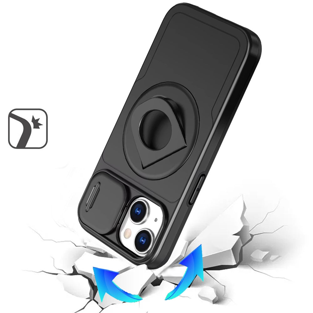 For Samsung Galaxy S21 Ultra Full Coverage with Camera Window, Magnetic Circle, Rotatable Ring Stand, MagSafe Compatible, Shockproof Hybrid Protectiv Case Cover