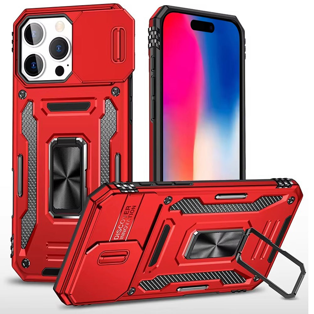 Apple iPhone 16 Plus (6.7") Hybrid Case with Rotation Ring Stand Shockproof & Camera Window TPU Armor Dropproof