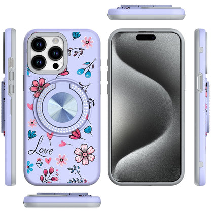 For Apple iPhone 12 /12 Pro Pattern Design Hybrid with Invisible Ring Stand & Magnetic Back, Shockproof Protective Grip Case Cover