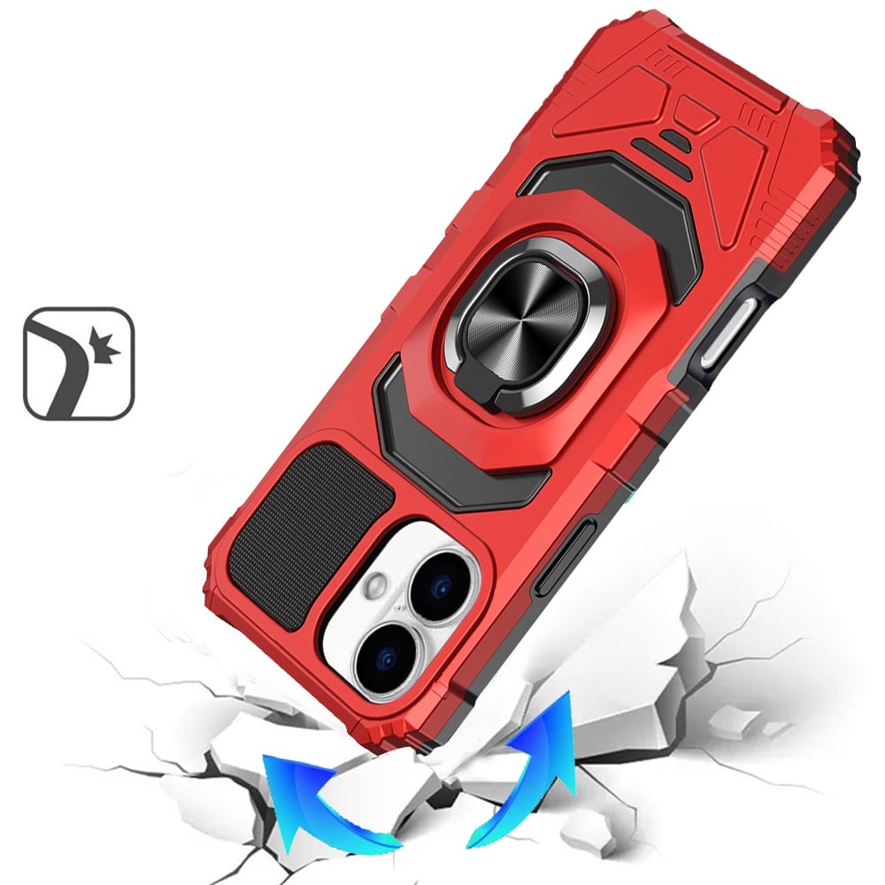For Apple iPhone 17 (6.3") Hybrid Dual Layer with 360° Rotate Magnetic Ring Stand Holder Kickstand TPU Rugged PC Shockproof Case Cover