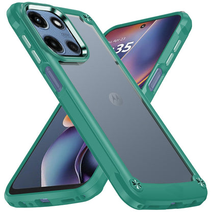 For Motorola Moto G 5G 2025 Hybrid Transparent Rubber with Metal Buttons & Camera Edges Hard TPU Corner Frame Bumper Case Cover
