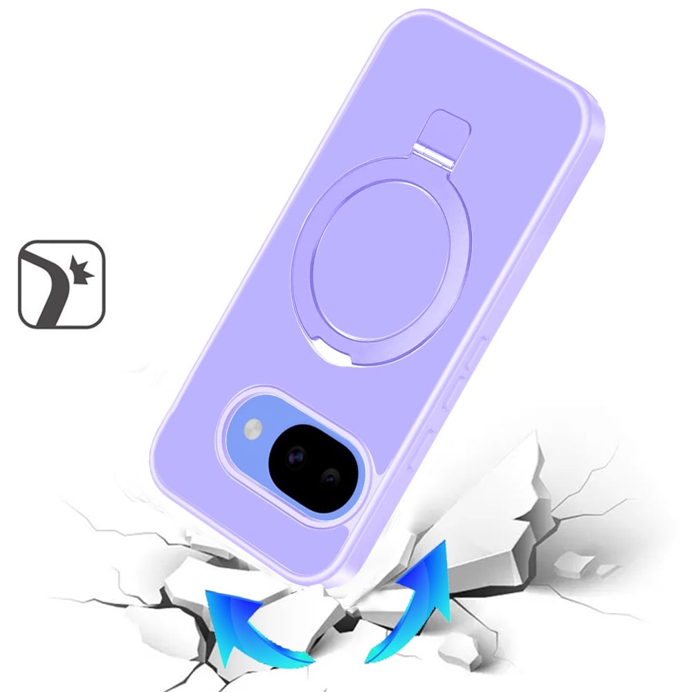 Phone Case for Google Pixel 10A Magnetic Ring Stand Full Rotation Matte Shockproof Grip Anti Slip Durable Camera Protection Hybrid Cover