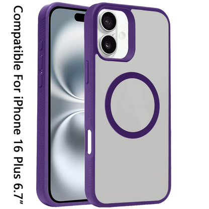 For Apple iPhone 16 Plus (6.7") Magnetic Case Hybrid Compatible with MagSafe TPU Slim Fit Shockproof Matte Hard Back Protective Case Cover