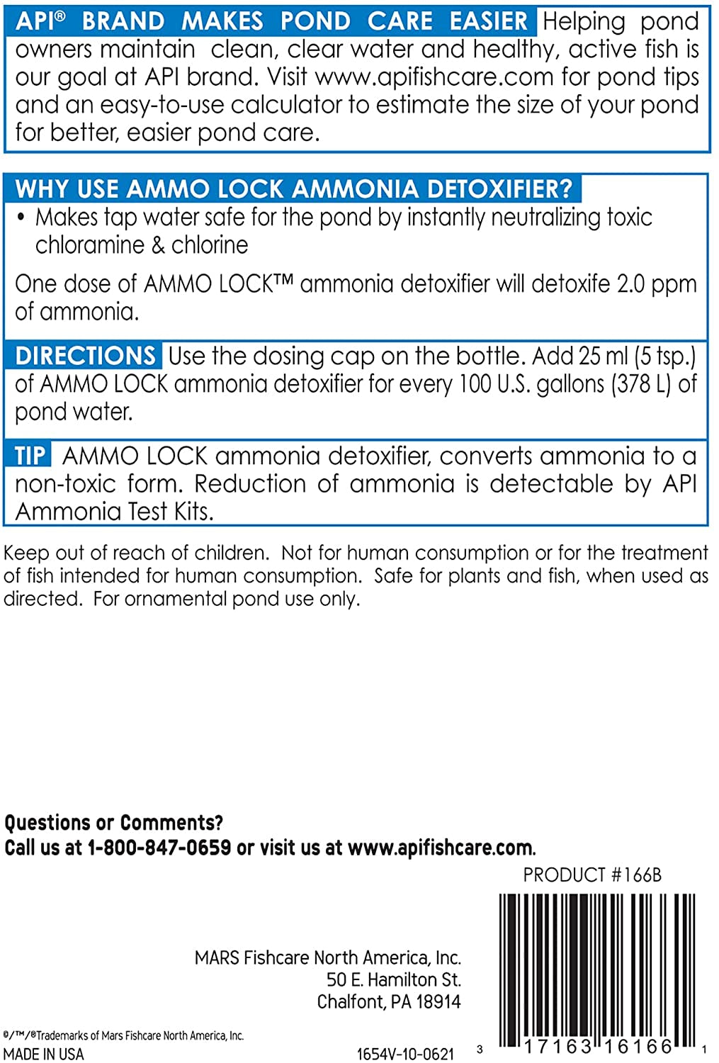 API Ammo Lock Ammonia Detoxifier for Ponds [Pond Supplies for Pond] 128 oz (2 x 64 oz)