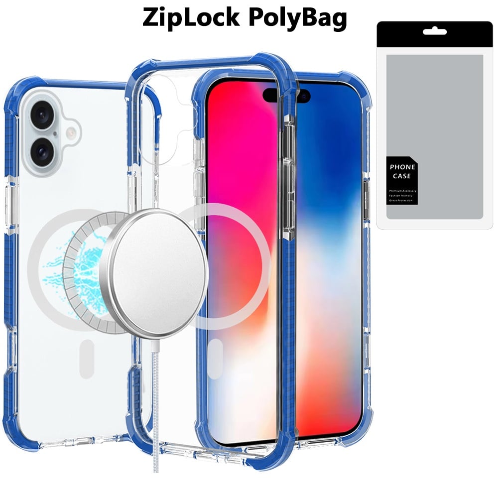 For iPhone 16 (6.1") Magnetic Acrylic Case Transparent Back, Rugged Colorful Frame, Shockproof Hybrid, MagSafe Compatible Case Cover Red