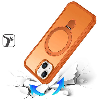 For iPhone 15 (6.1") Matte Finish Magnetic Ring Hybrid Protective Invisible Kickstand Magsafe Compatible Case Cover Cosmic Orange