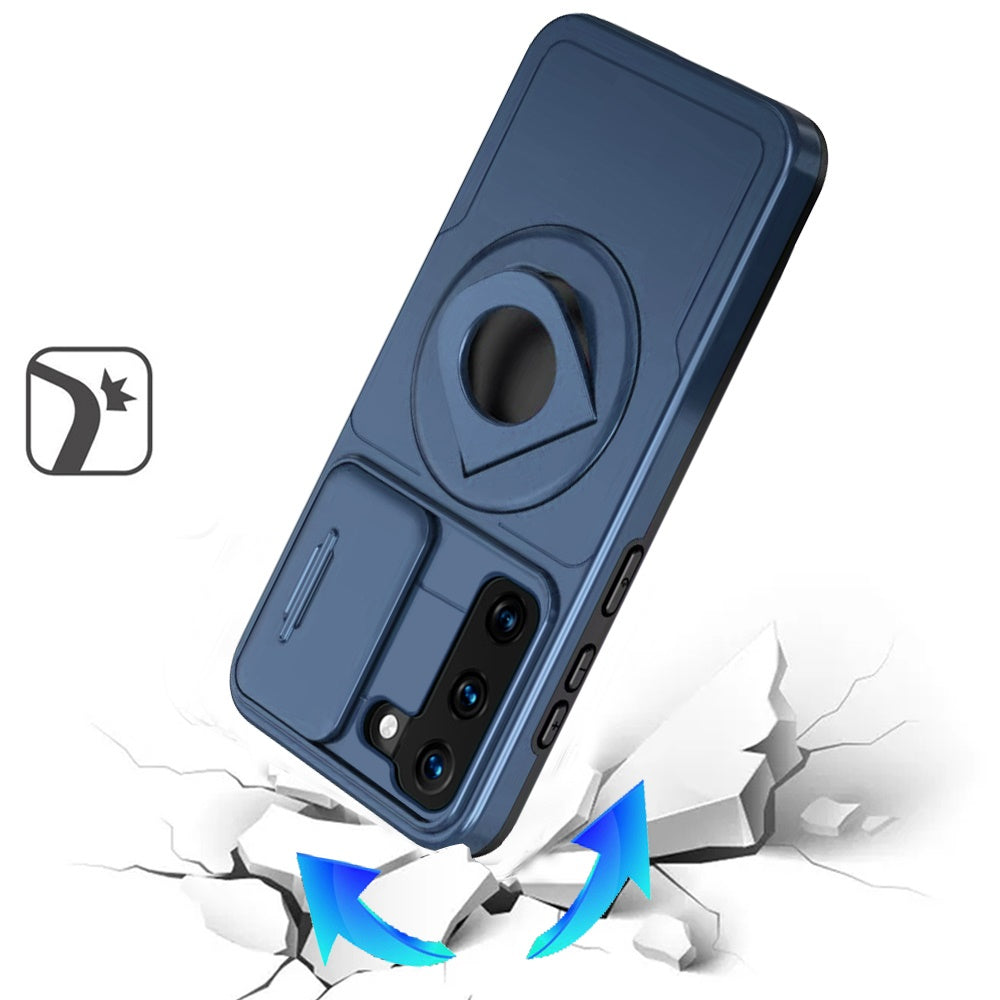 For Samsung Galaxy S22 Full Coverage with Camera Window, Magnetic Circle, Rotatable Ring Stand, MagSafe Compatible, Shockproof Hybrid Protectiv Case Cover