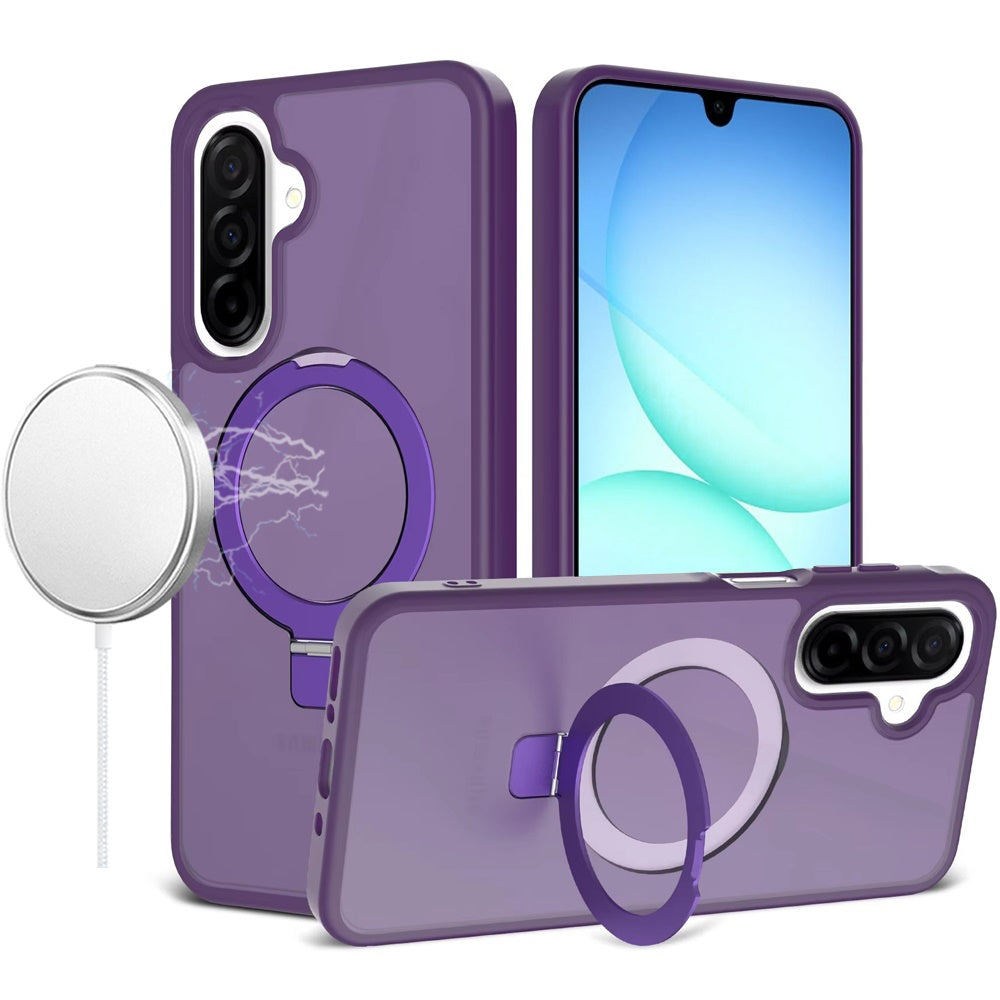 For Samsung Galaxy S25 Fan Edition /Galaxy S25 FE Magnetic Circle Back with Ring Stand Full Rotation Matte Hybrid Shockproof Case Cover