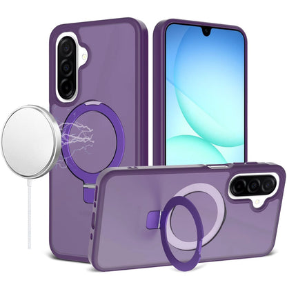 For Samsung Galaxy S25 Fan Edition /Galaxy S25 FE Magnetic Circle Back with Ring Stand Full Rotation Matte Hybrid Shockproof Case Cover