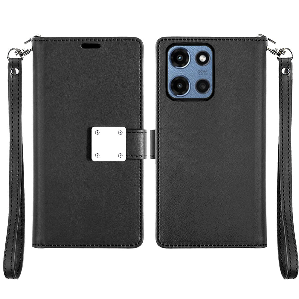 For Apple iPhone 17E /16E Wallet Cases PU Leather with Credit Card /ID /Cash Holder Slot Dual Flip Book Pouch, Stand and Strap Case Cover