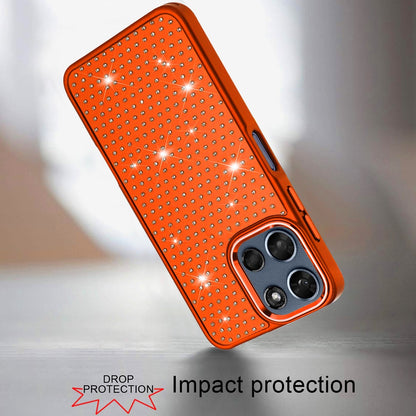 Phone Case for Motorola Moto G Play 5G 2026 Luxury Diamond Bling Sparkle Chrome Metallic Edge Shockproof Durable Protective Stylish Premium Hybrid Design Cover Cosmic Orange